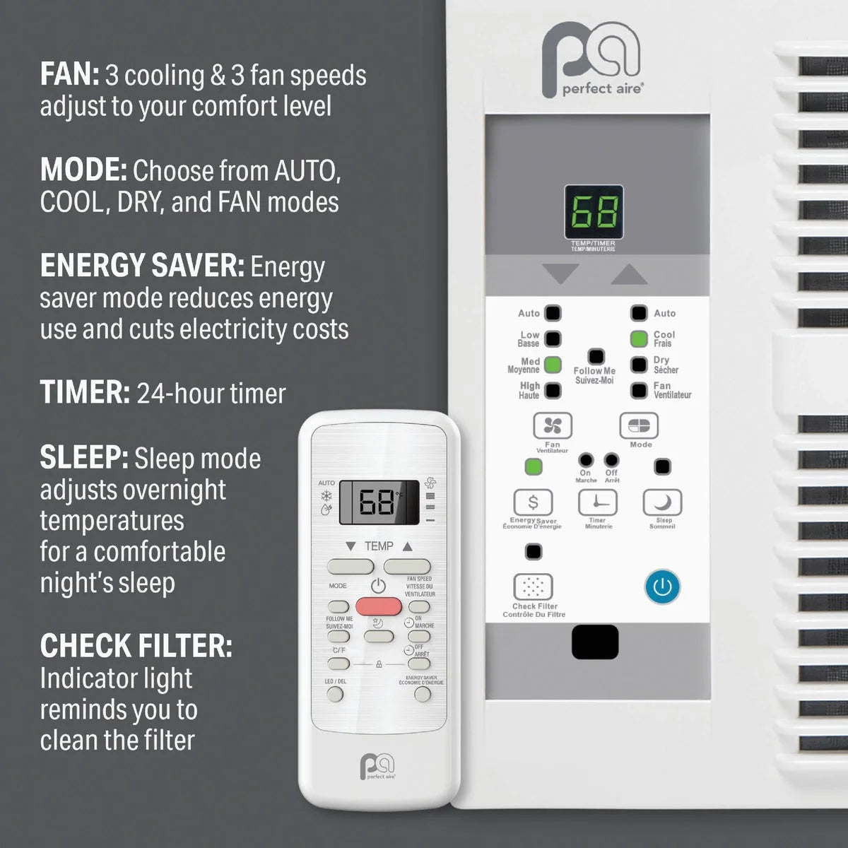 Perfect Aire 8000 BTU 350 Sq. Ft. Window Air Conditioner with Remote Control