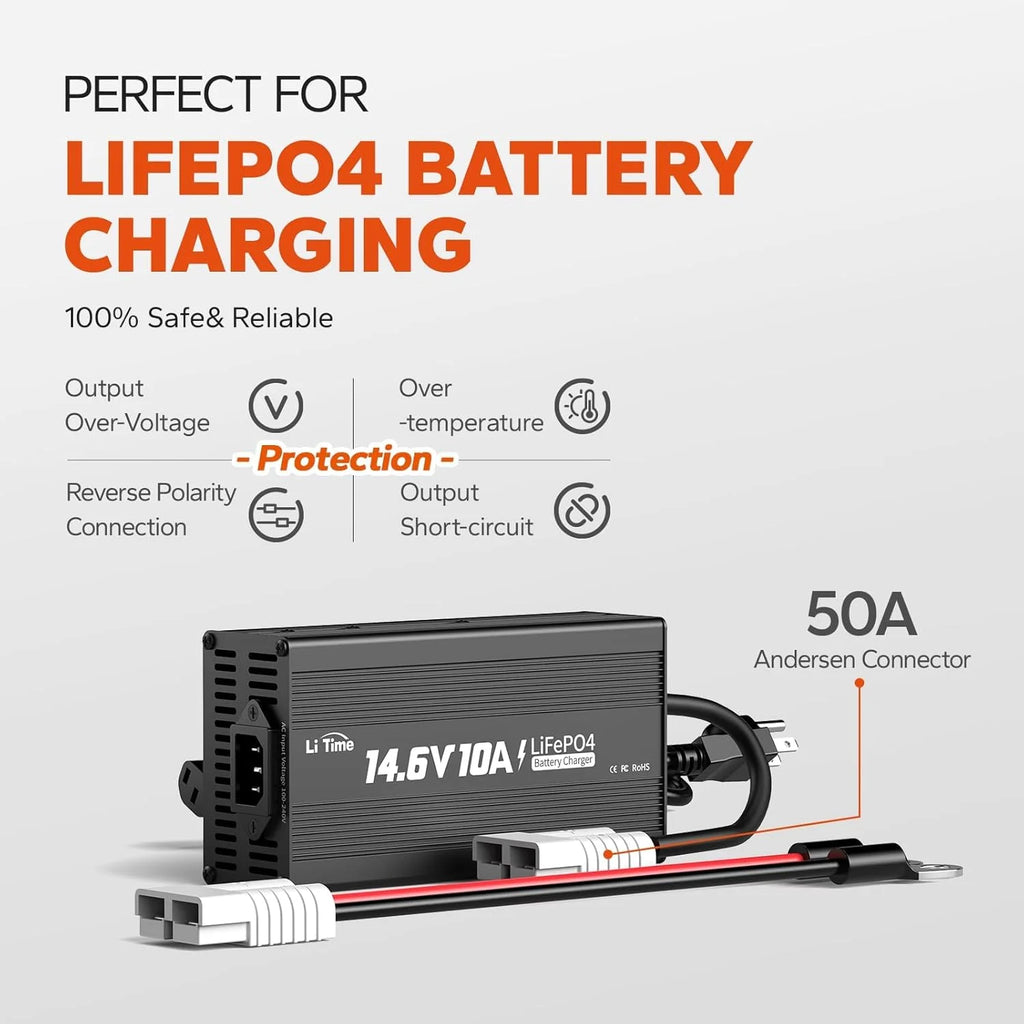 LiTime 12V 50Ah LiFePO4 Lithium Ion Battery, 4000+ Cycles, Lighter LiFePO4 Battery for Camping Trolling Motor Solar