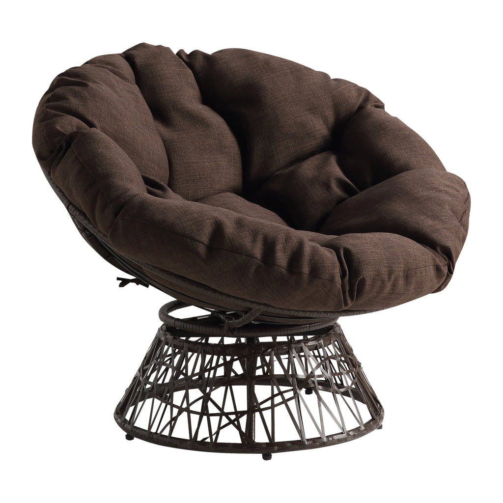OSP Home Furnishings Wicker Papasan Chair with 360-Degree Swivel, 40�?W x 36�?D