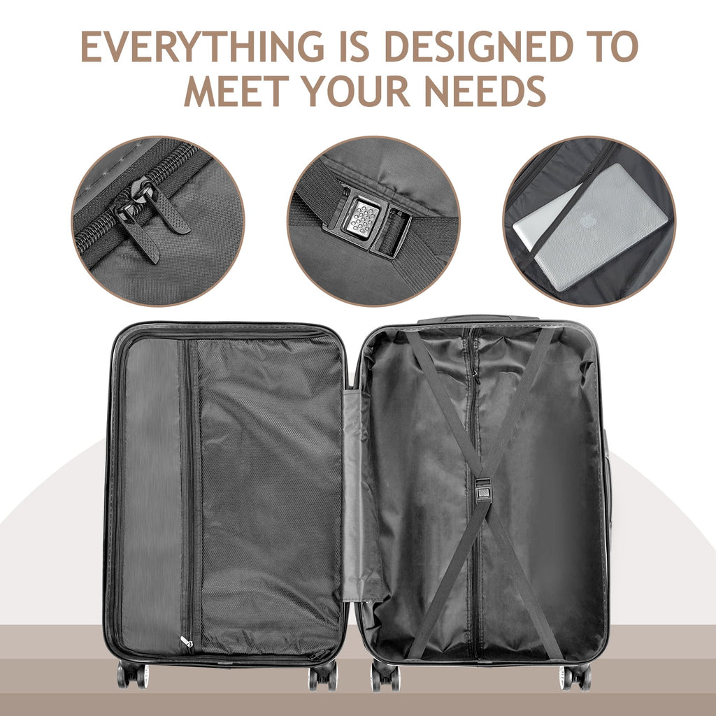 Zimtown 3 Piece Nested Spinner Suitcase Luggage Set With TSA Lock Royal Blue