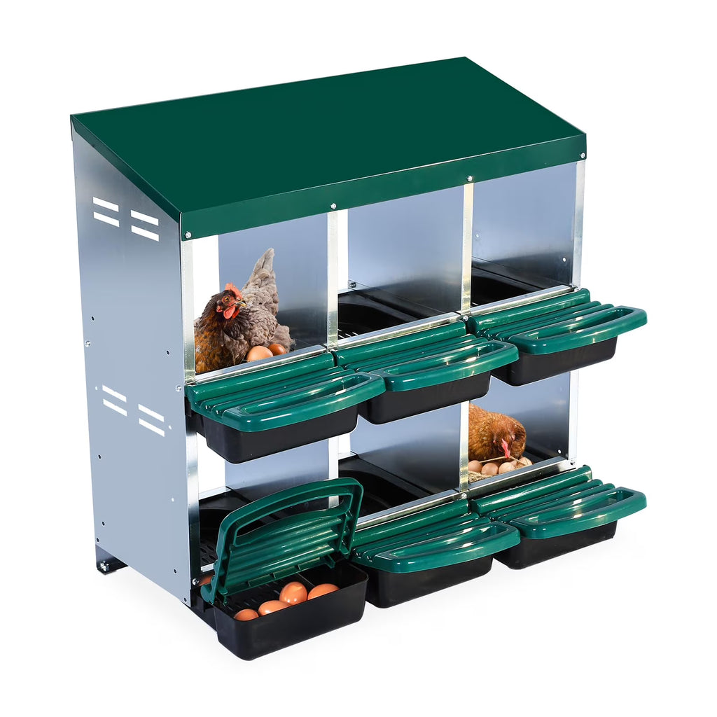 Chicken Nesting Box, 6/8/10 Compartment Nesting Box, Heavy Duty Chicken Coop Nesting Box with Removable Tray, Metal Chicken Laying Box for Chicken