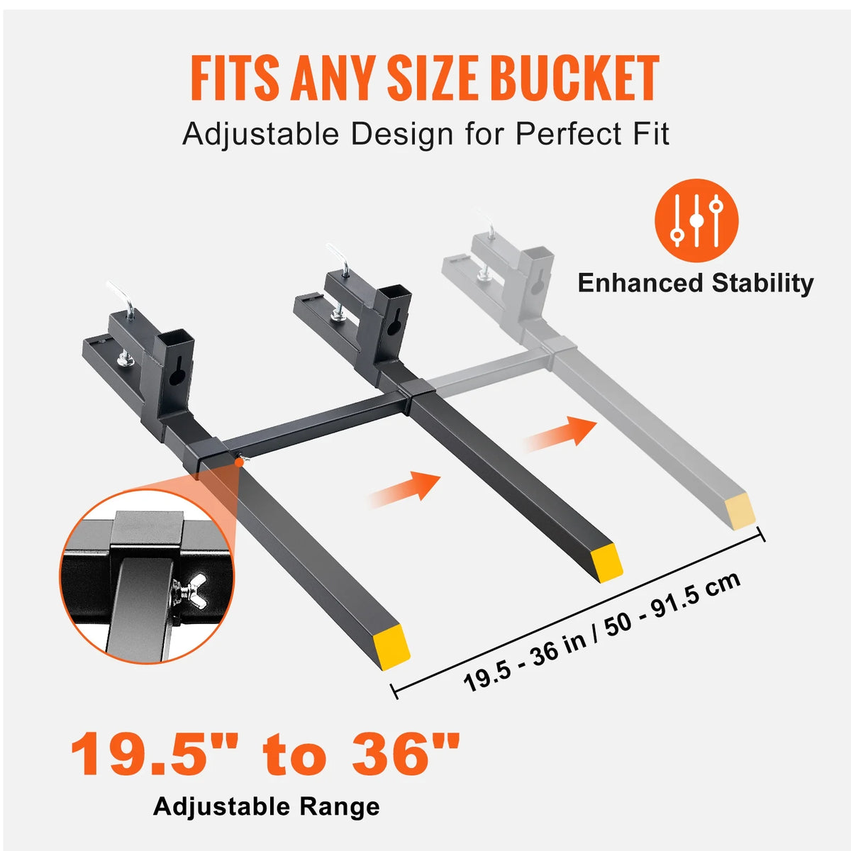 BENTISM Pallet Forks, 4000 lbs Clamp on Tractor Bucket Forks, 60" Total Length Heavy Duty Pallet Forks with Adjustable Stabilizer Bar