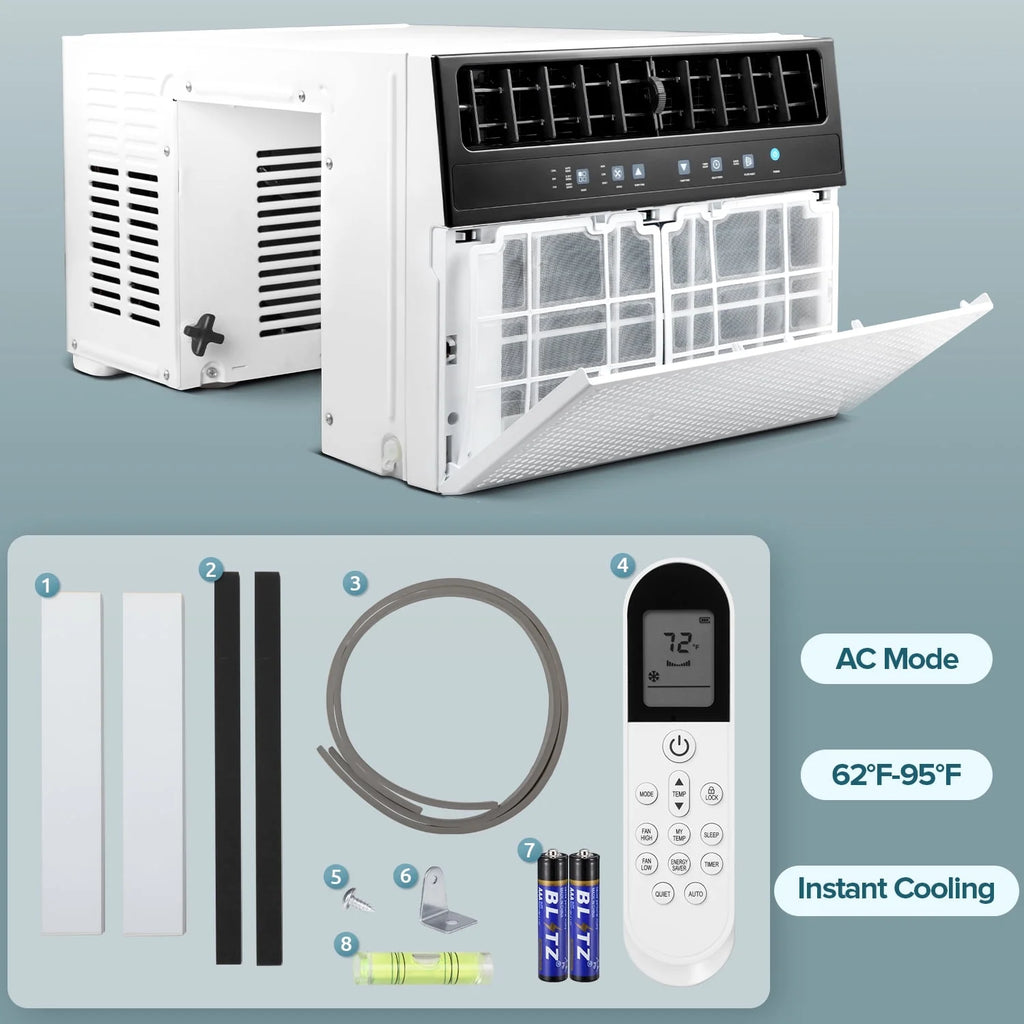 KISSAIR 12,000 BTU U Shaped Window Air Conditioner 6-in-1 Mode with Remote Control 24-Hour Timing for Room/Office/Apartment Cools up to 550 Sq.ft