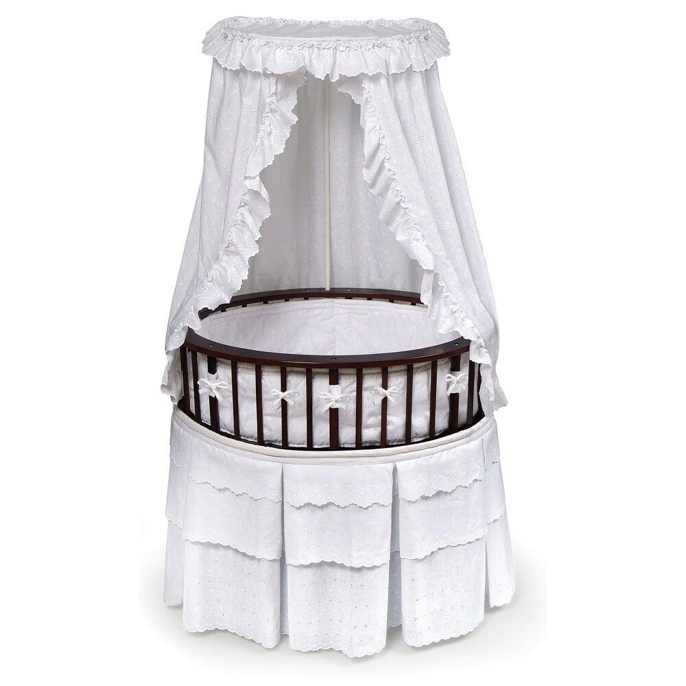 Badger Basket Elite Oval Baby Bassinet with Canopy - Espresso/Ecru