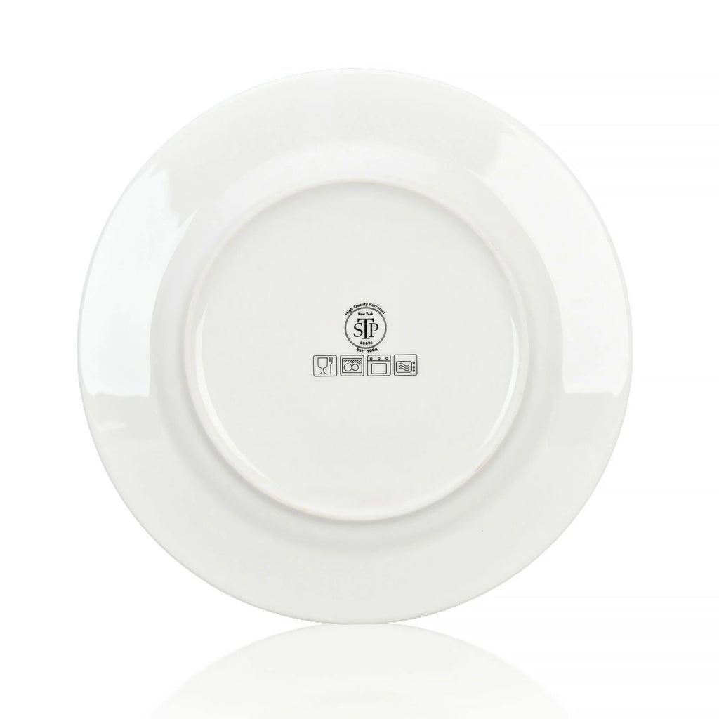 STP GOODS Melodie de Fleurs Bone China Dinnerware Set of 24 Service for 6 24-Piece Dish Set of Plates and Bowls, Blue Gold White