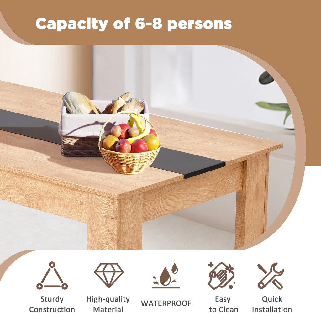AVAWING 44" Dining Room Bench Set of 2, Wood & Linen Fabric Kitchen Benches, Beige & Natural