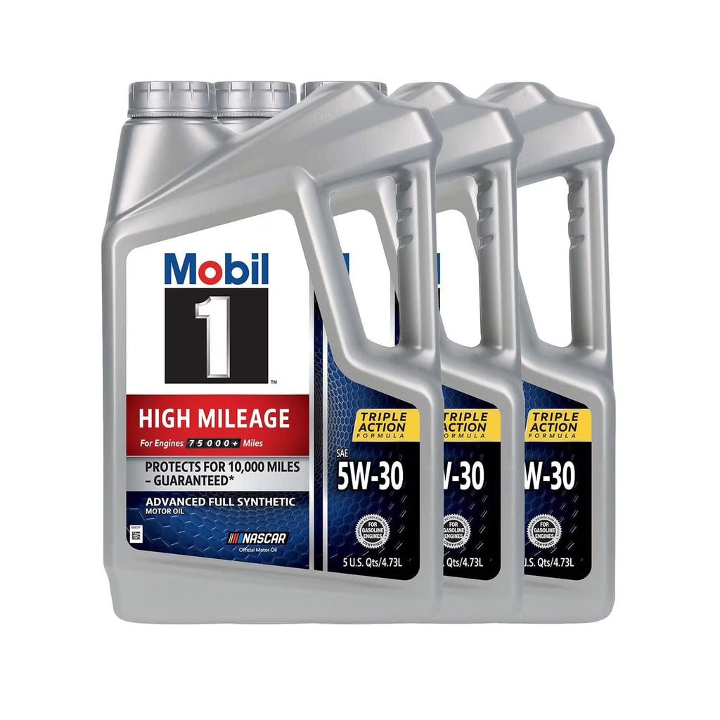 Mobil 1 High Mileage Full Synthetic Motor Oil 5W-30, 5 qt (3 Pack)
