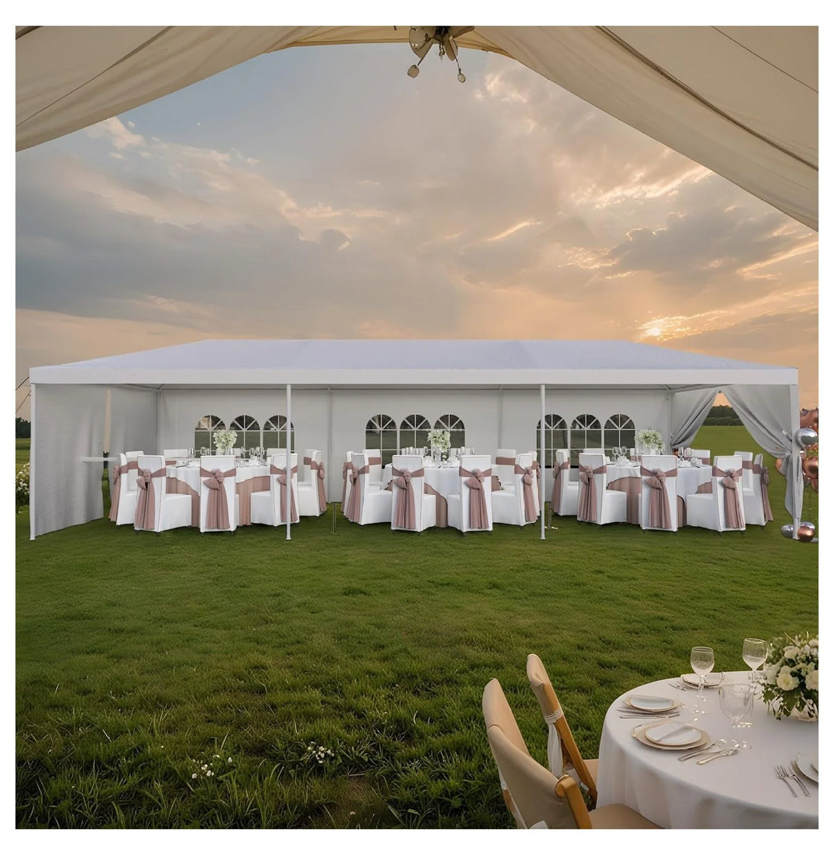 10'x30' Heavy Duty Party Tent - Waterproof Wedding Canopy with Removable Sidewalls, Event Gazebo Shelter for Outdoor Gatherings (White)