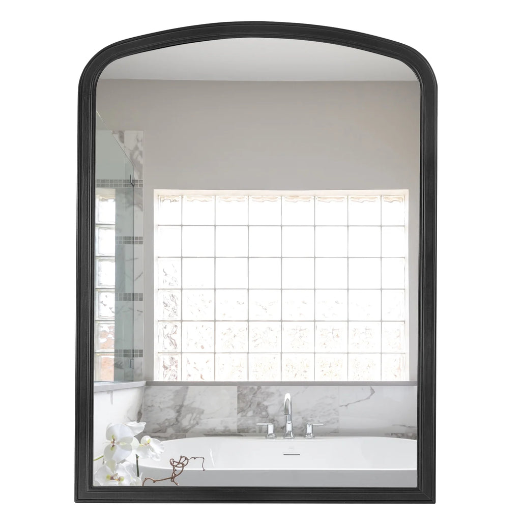 WallBeyond Wood Frame Rustic Arched Wall Mirror for Bathroom or Living Room Wall Decor, 24" �� 36", Natural Wood