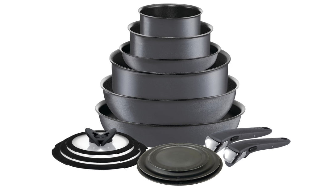 T-fal Ingenio Expertise Nonstick 14-Piece Cookware Set, Induction Oven Safe up to 500F, Detachable Handle, Onyx Black