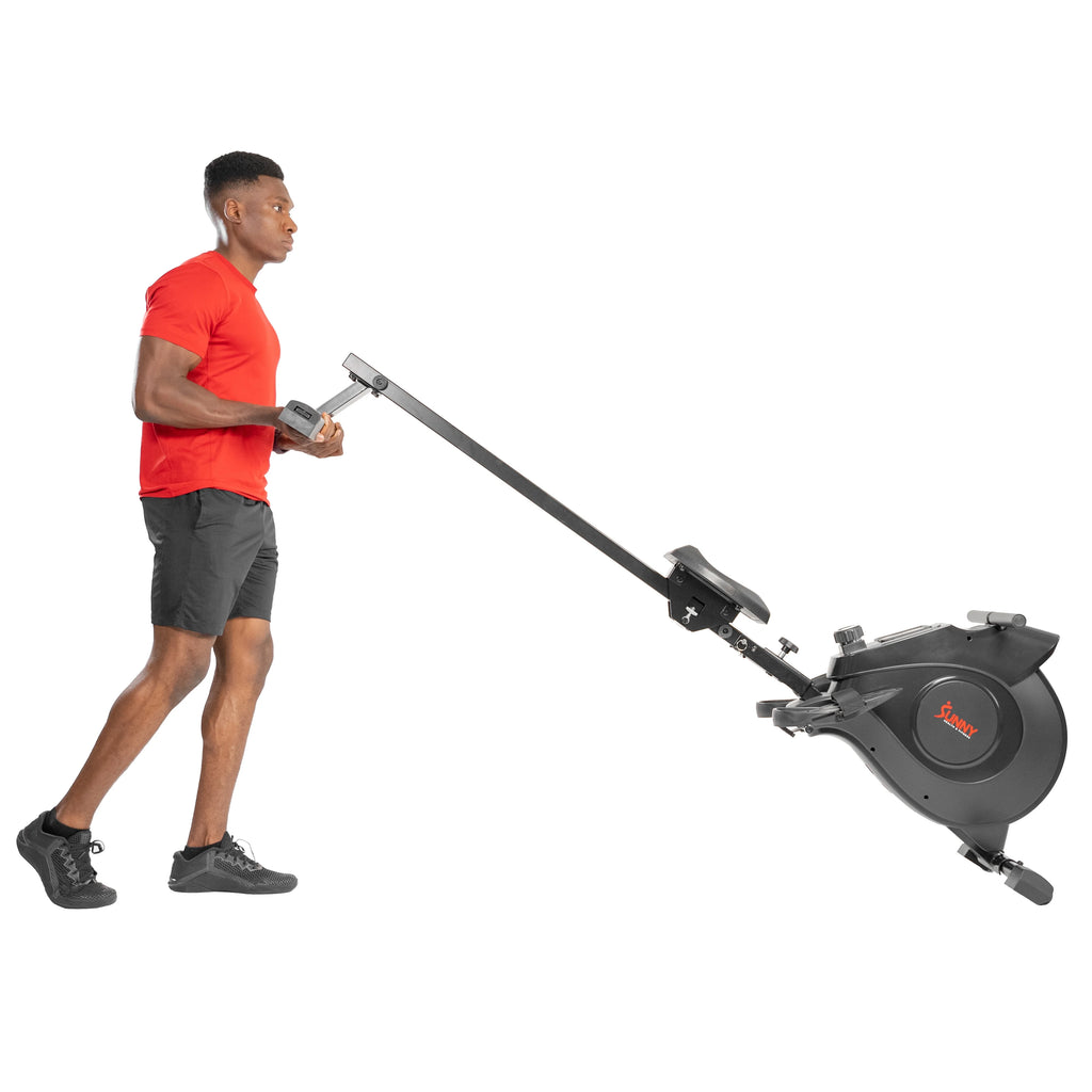 Sunny Health & Fitness 53.4" Extended Slide Rail Magnetic Rowing Machine Rower with Free SunnyFit App Membership - SF-RW5515