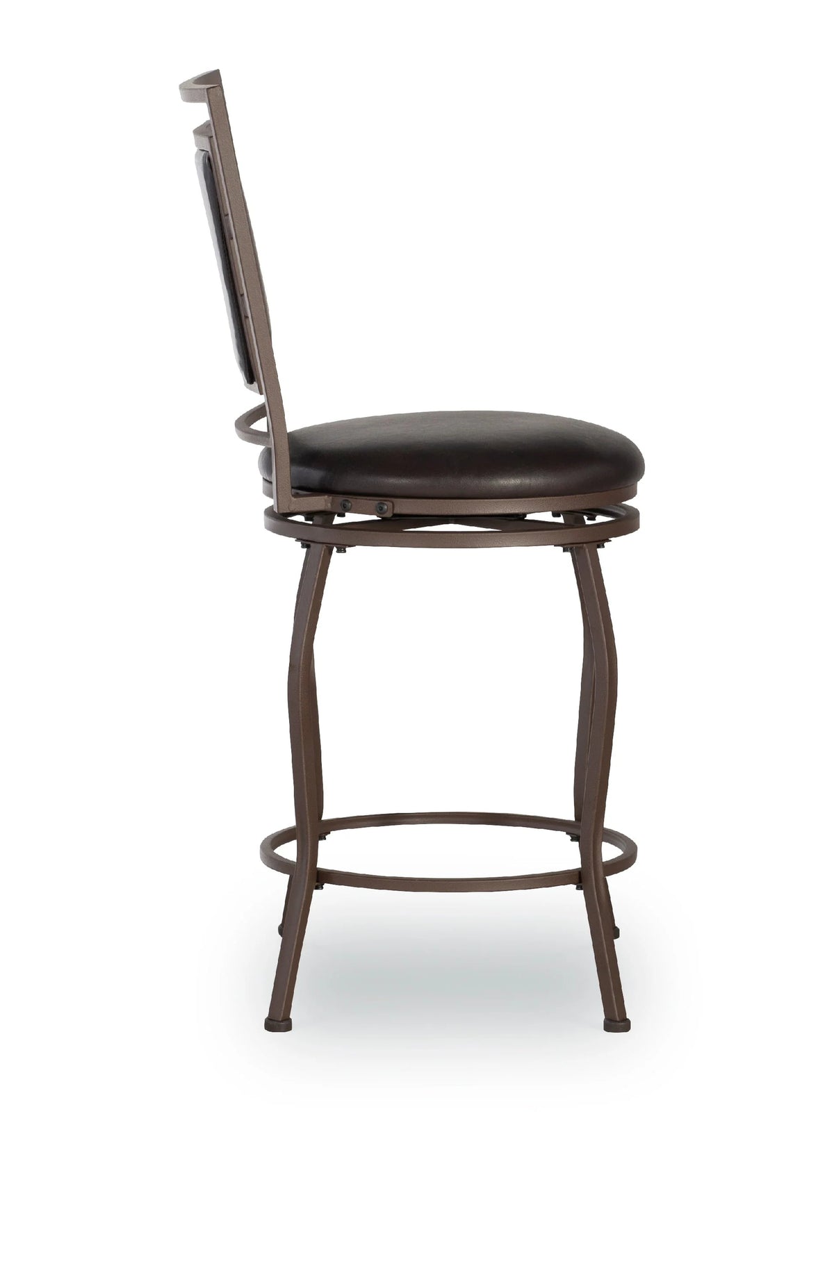 Linon Nora 3-Piece Swivel Bar Stool Set, 24"-30" Adjustable Seat Height, Dark Brown Finish with Dark Brown Vinyl Fabric