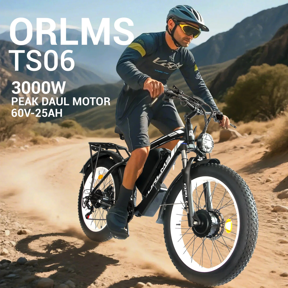 (US in Stock) 5000W Peak Dual Motor Electric Bike for Adults , 60V 25AH Removable Battery Ebike , 50MPH AWD 21-Speed Mountain Snow E-Bike with 26" x 4.0 Fat Tire, Long Range Mountain Off-Road EBikes