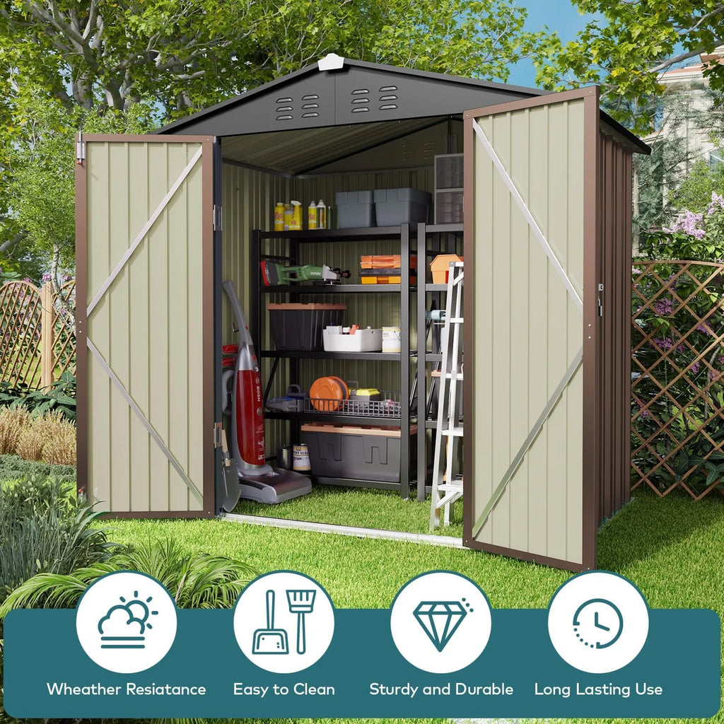 Lofka 6 x 4ft Shed and Outdoor Storage , Durable Metal Garden Shed  with Lockable Door, Weather-Resistant Steel Tool Shed for Backyard, Patio, Grey
