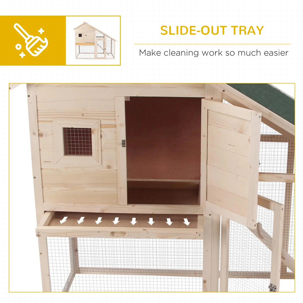 Pefilos 55" 2 Story Rabbit Hutch with Ramp, Tray, Wood Bunny Cage Poultry Chicken Coops, Beige