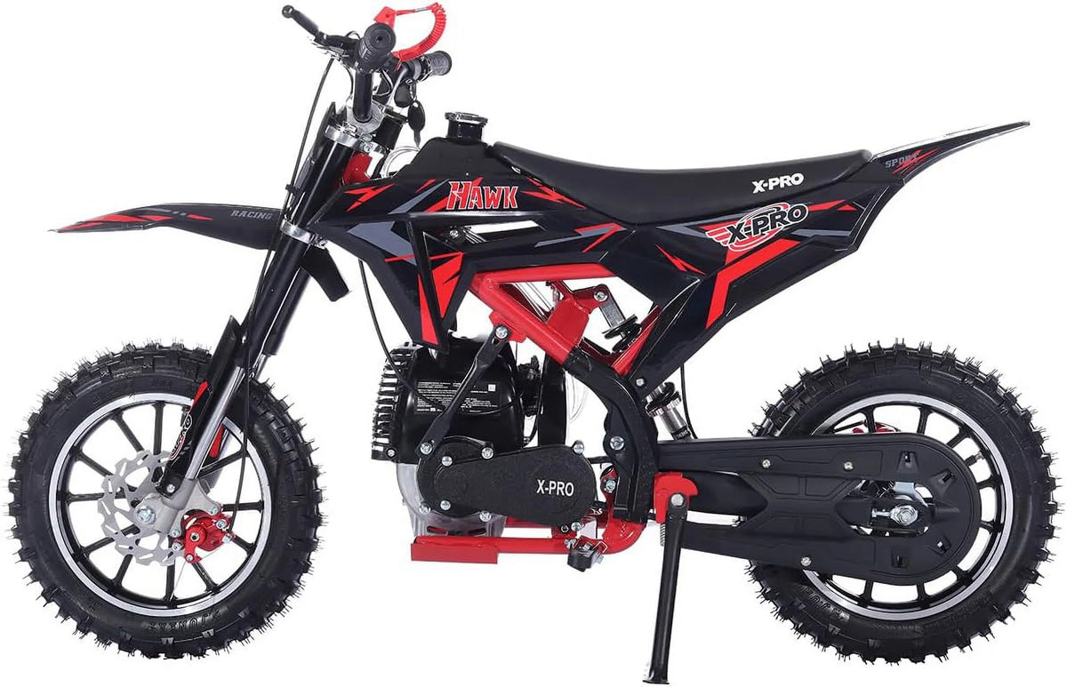 X-Pro Brand New Upgraded Hawk 40cc Gas Powered 4 Stroke Mini Pit Dirt Bike with Pull Start for kids 10" Wheels
