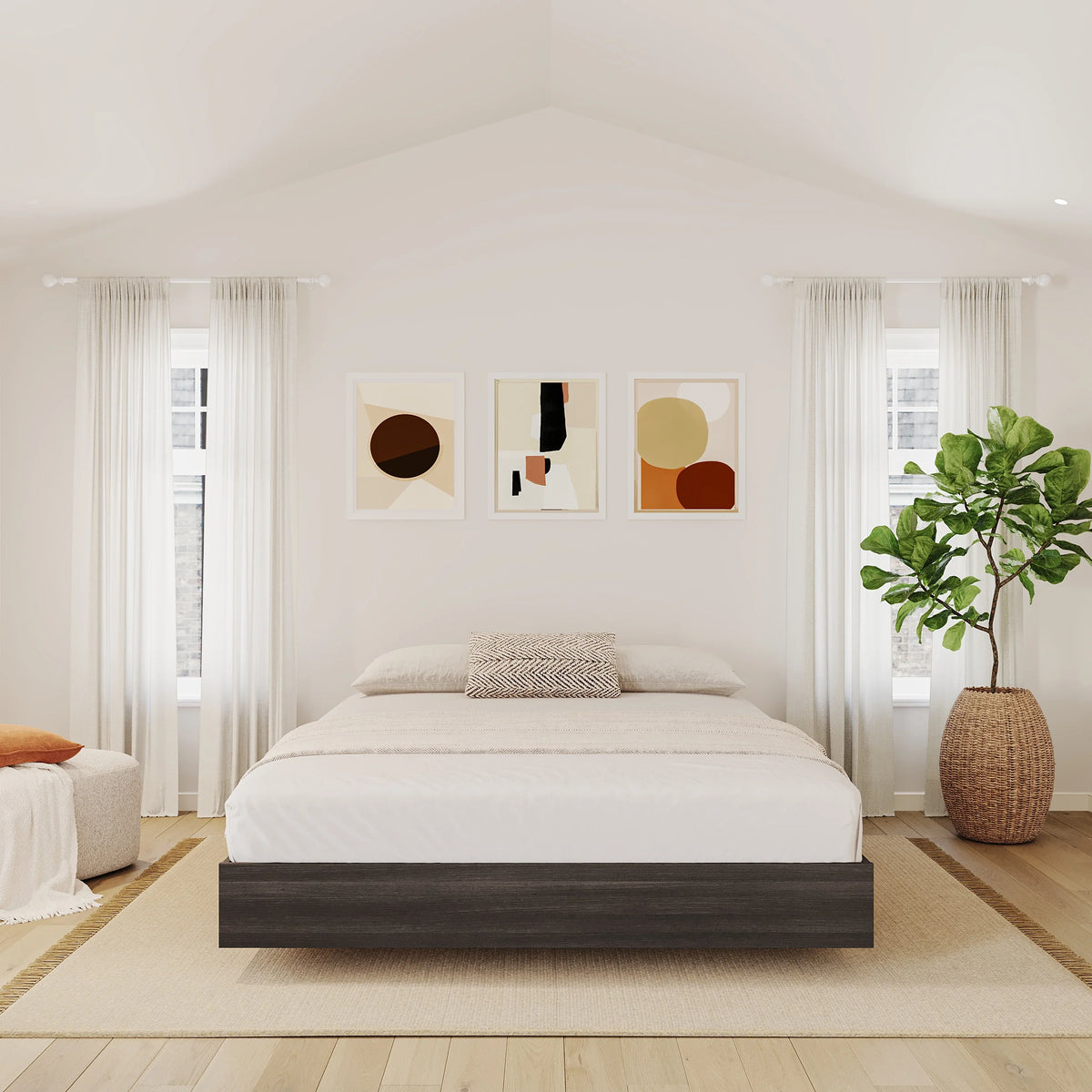 Nexera Full Size Platform Wood Bed Frame, Walnut