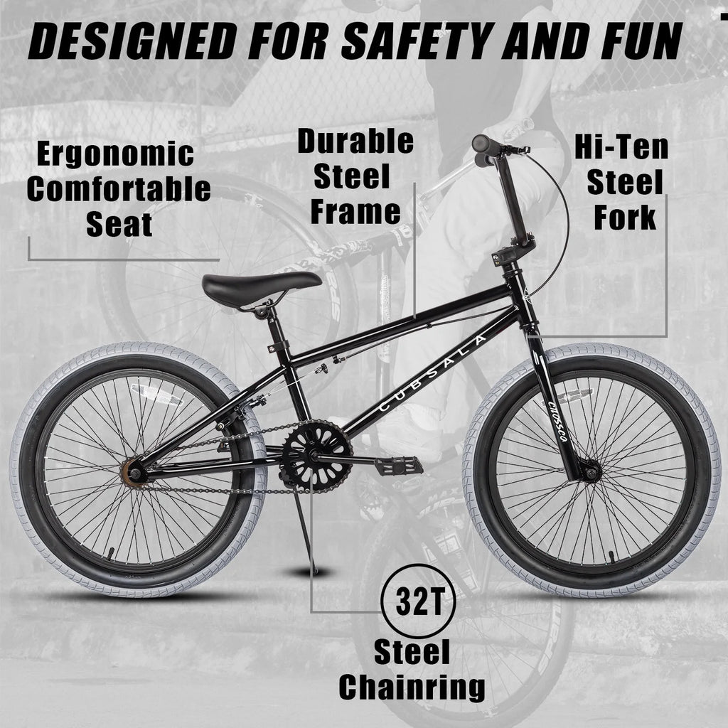 cubsala 20 in Freestyle BMX Kids Bike for Age 6-14 Years Old Boys Girls , Black & Green