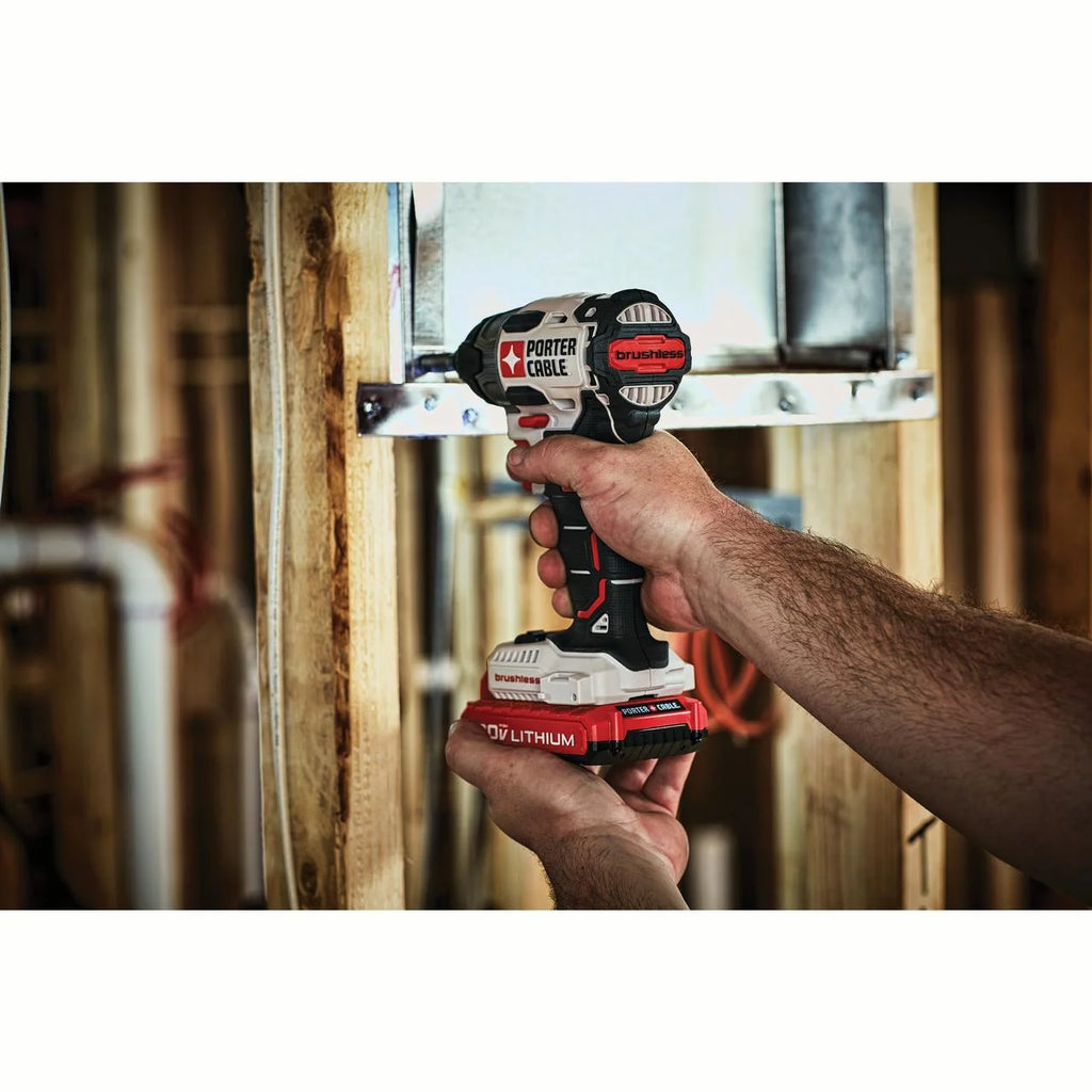 PORTER CABLE 20-Volt Max Lithium-Ion 1/4-Inch Brushless Impact Driver, PCCK647LB