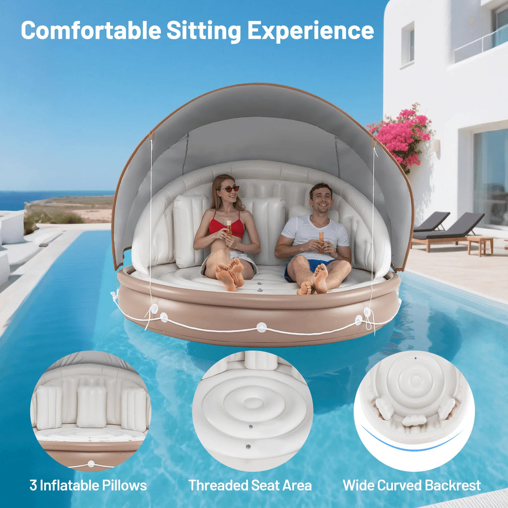 Costway Canopy Inflatable Pool Float Lounge Swimming Raft