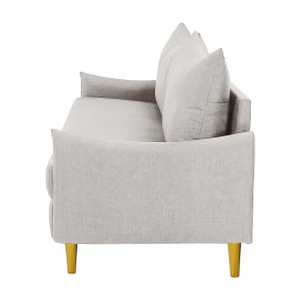 66.9" W Loveseat Sofa, Mid Century Modern Decor Love Seat Couches for Living Room, Polyester Upholstered Loveseats Furniture, Solid and Easy to Install Small Couch for Bedroom, White
