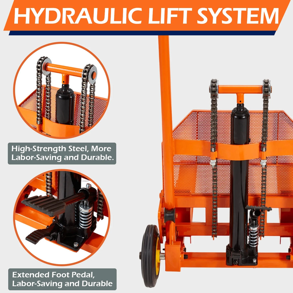 AECOJOY Hydraulic Material Lift Pallet Truck 500 Lbs,Lift Table Cart,32" Max Lift Height Pallet Truck Jack with Lockable Swivel Casters �C Ideal for Warehouse, Workshop and Garage Use