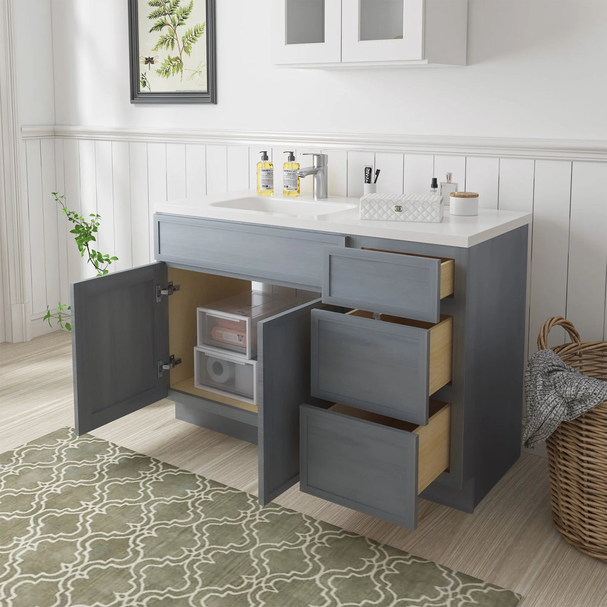 45 in. W x 21 in. D x 32.5 in. H Bath Vanity Cabinet without Top in Gray
