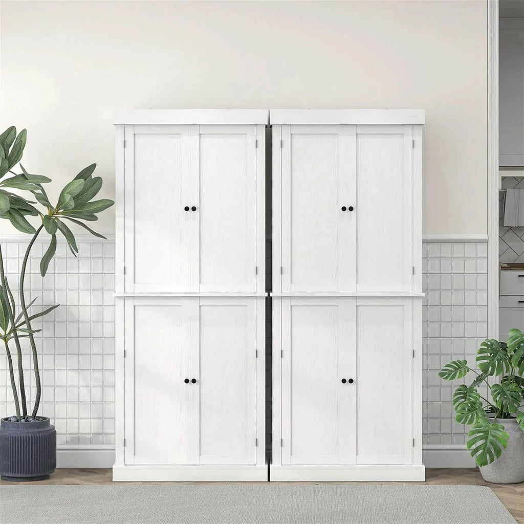 Demi Bonn 72" Large Kitchen Cabinet, Pantry Storage with Doors & Shelves, Freestanding Food Pantry Cabinet, Space-Saving Storage Solution, White