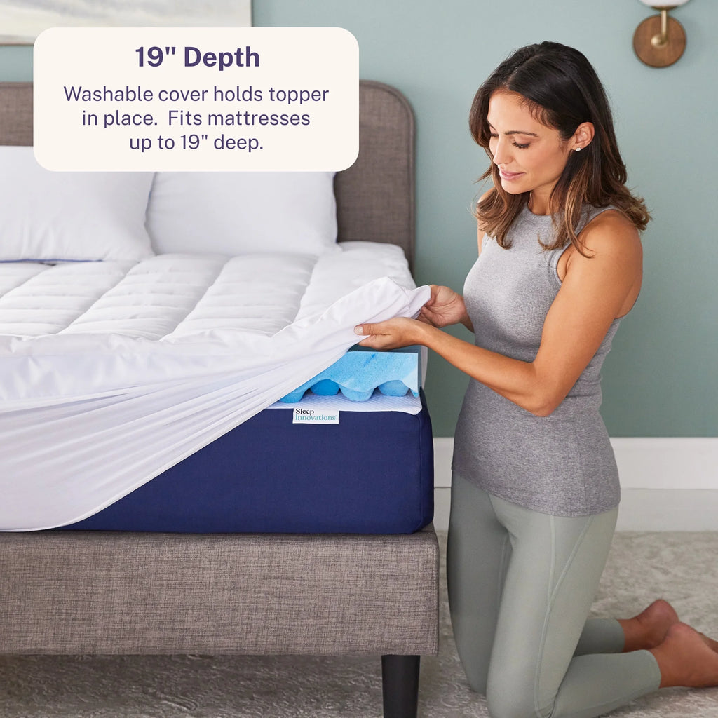 Sleep Innovations Memory Foam Mattress Topper, Queen, 4 Inch, Gel Dual Layer Plush
