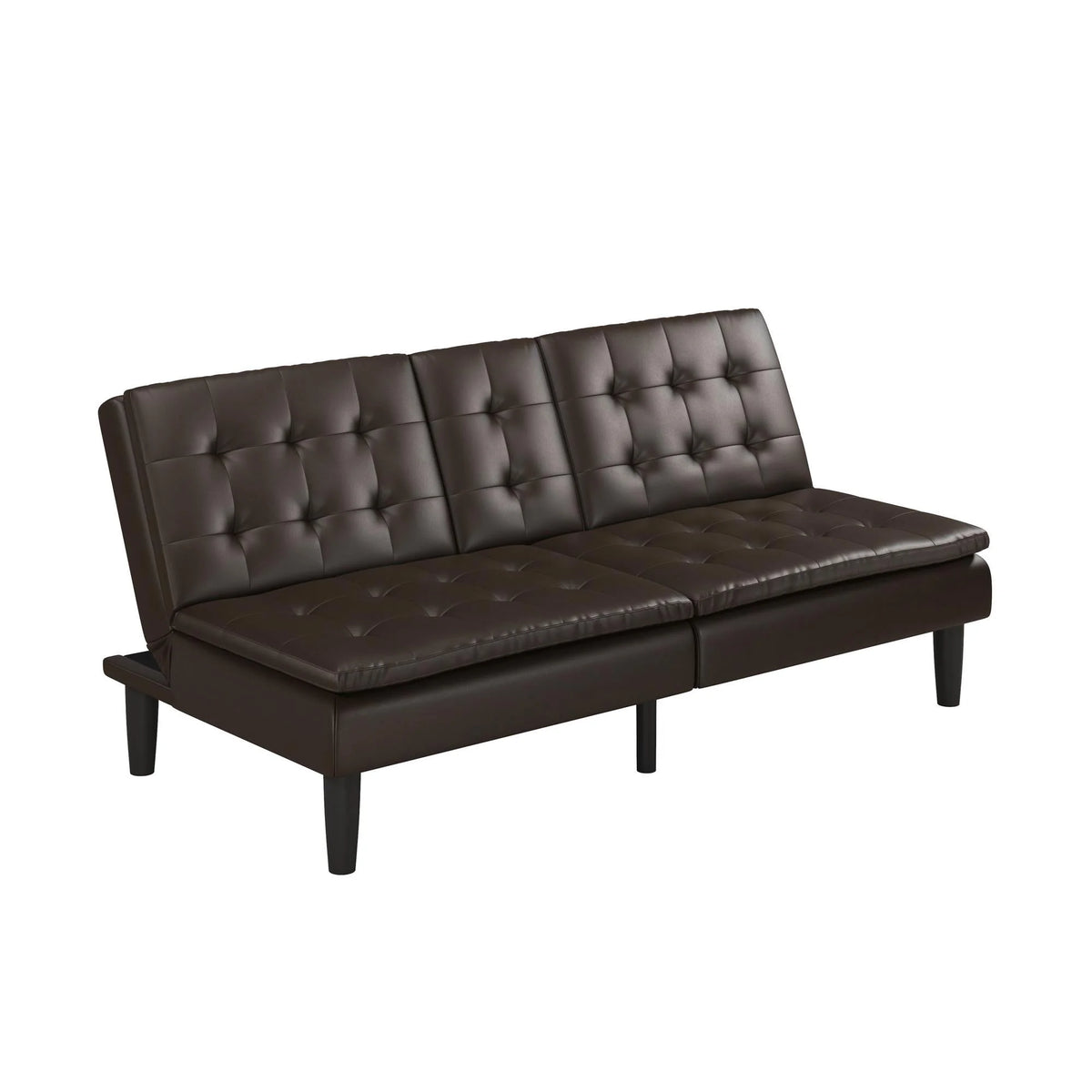 Mainstays Memory Foam 71.5" Futon with Cupholder and USB, Black Faux Leather