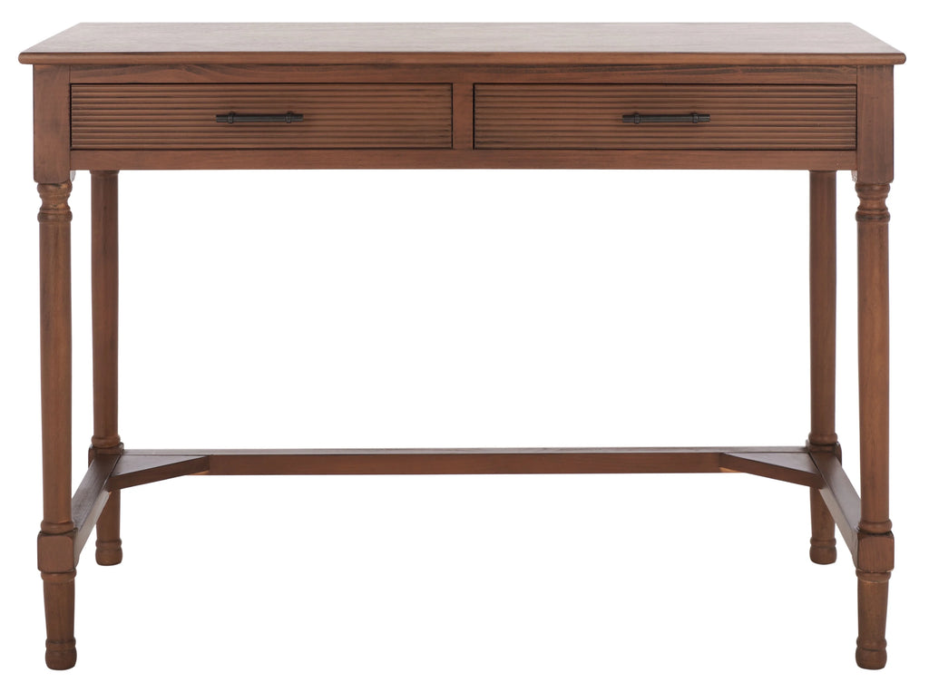 SAFAVIEH Layce Solid Retro 2 Drawer Writing Desk, Brown