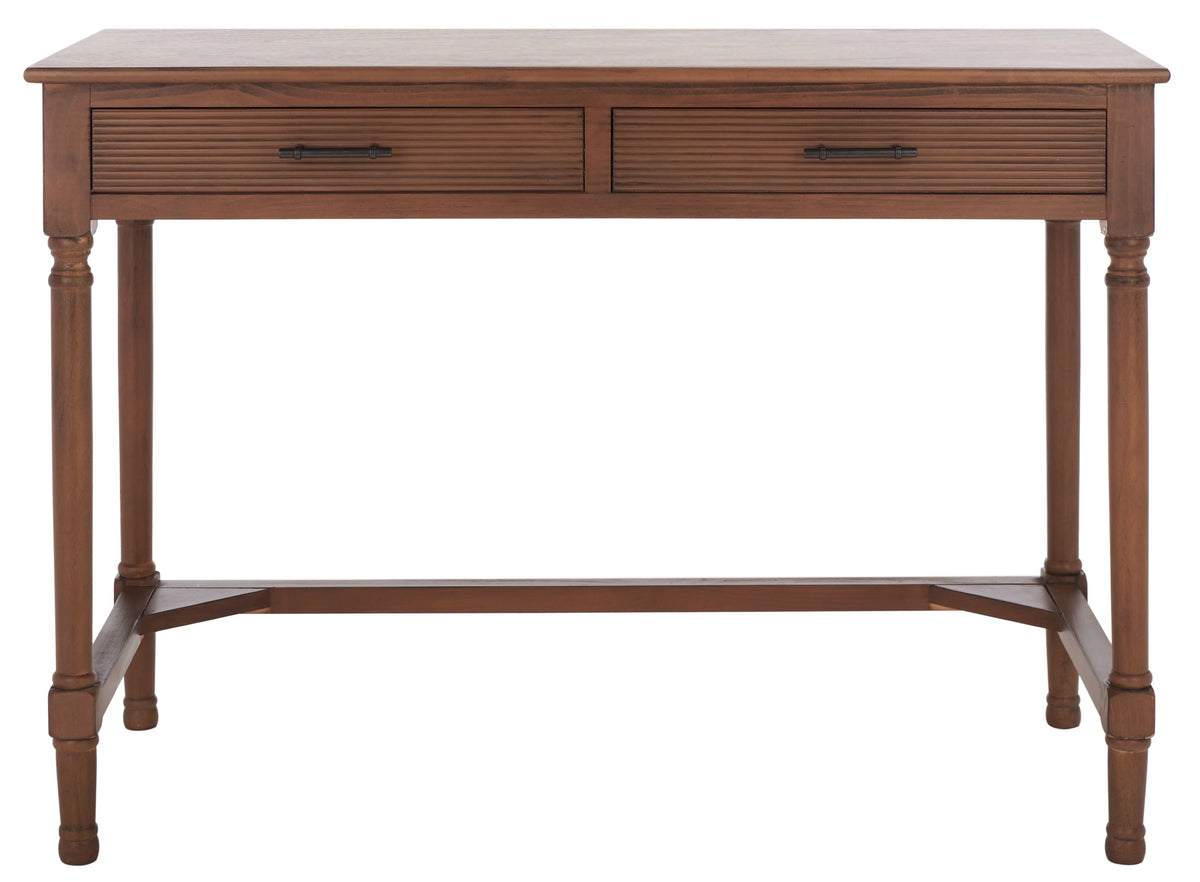 SAFAVIEH Layce Solid Retro 2 Drawer Writing Desk, Brown
