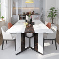 71 inch Large Rectangular Dining Table for 6-8 People, Dining Table with Marble-Color Wood Waterproof Tabletop and Adjustable Leg, 6ft Luxurious Family Dinner Table for Office Kitchen Living Room
