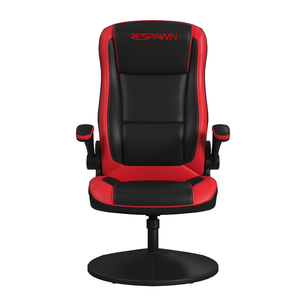 RESPAWN 800 Swivel Rocker Gaming Chair - Ergonomic Floor Gaming Seat with Lumbar Support, Flip Up Armrest, High Back, Pedestal Base, Comfortable No Wheels Console Video Game Rocker Chair - Red