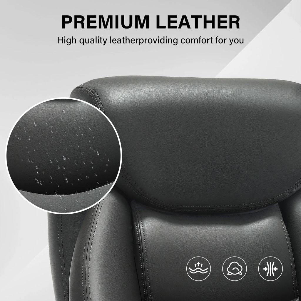 JONPONY Big and Tall Office Chair 500LBS Wide Seat Ergonomic Computer Desk Chair High Back Executive Leather Chair Adjustable Task Chair Lumbar Back Support 8 Hours Heavy Duty Design,Black