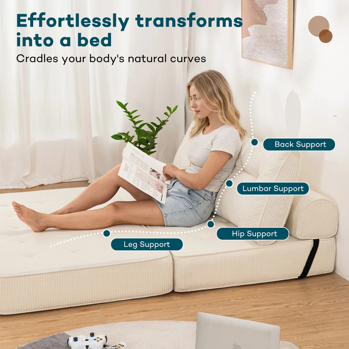 Hommpa Folding Sofa Bed Foldable Couch Bed Convertible Futon Chair with High Density Foam Filling with Pillow for Adult,Comfort chair bed for Living Room Bedroom,Gray,Single