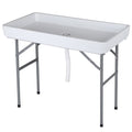 HomGarden Party Ice Cooler Table Folding Chill Table W/Skirt & Drain Hose & Bucket for Picnic Indoor Outdoor