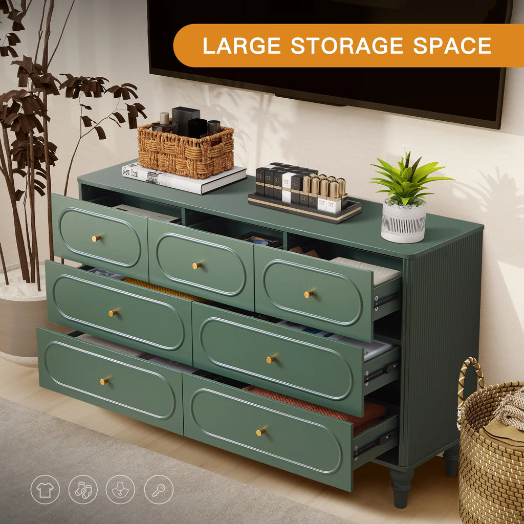 YOCWO 3 Drawer Nightstand, Classic Chest of Drawers with Arc Edge, Walnut