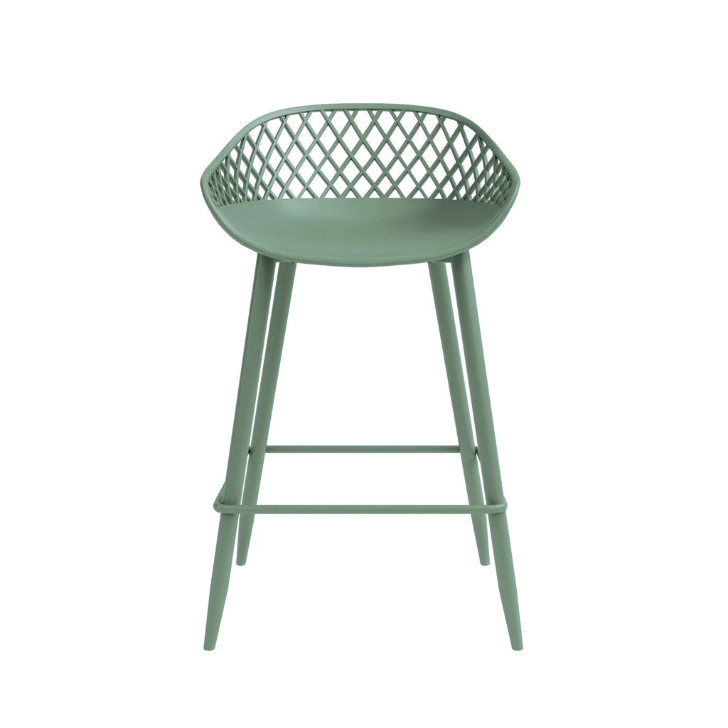 Kurv Indoor and Outdoor Counter Stool - Aloe Green - Set of 2