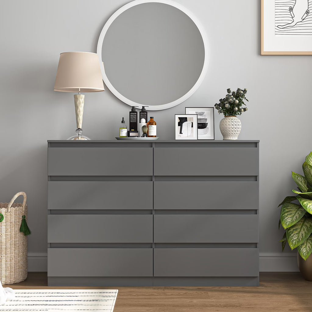Kadyn Modern 6 Drawer Dresser Wood Cabinet,Dresser for Bedroom, Kitchen Storage Cabinet with Drawers, Chest of Drawers(Black)