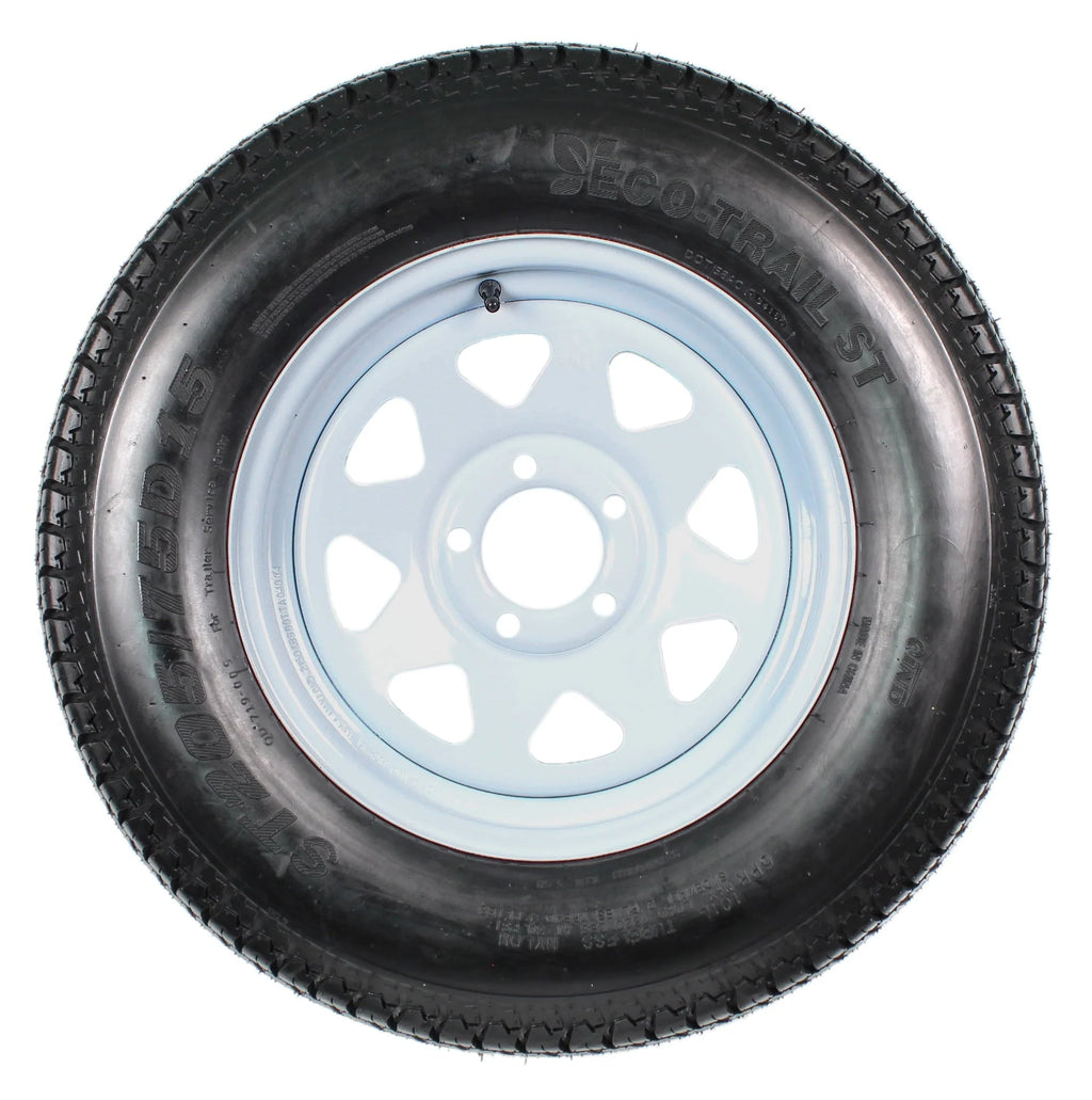 2-Pack Trailer Tire On Rim ST205/75D15 205/75 D 15 in. LRC 5 Hole White Spoke