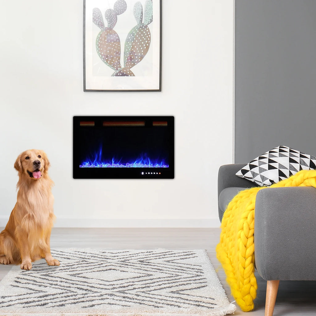 Ktaxon 30" Electric Fireplace, Freestanding/Inserts/Wall Mounted Fireplace Heater with Remote Control, 12 Adjustable Flame Colors, Log & Crystal, 8H Timer for Living Room, Bedroom