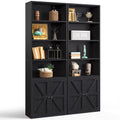 Easoger 6 Tier Bookcase Set of 2, Bookshelves with Barn Cabinet Doors, Floor Bookshelves for Home Office, Living Room, Black