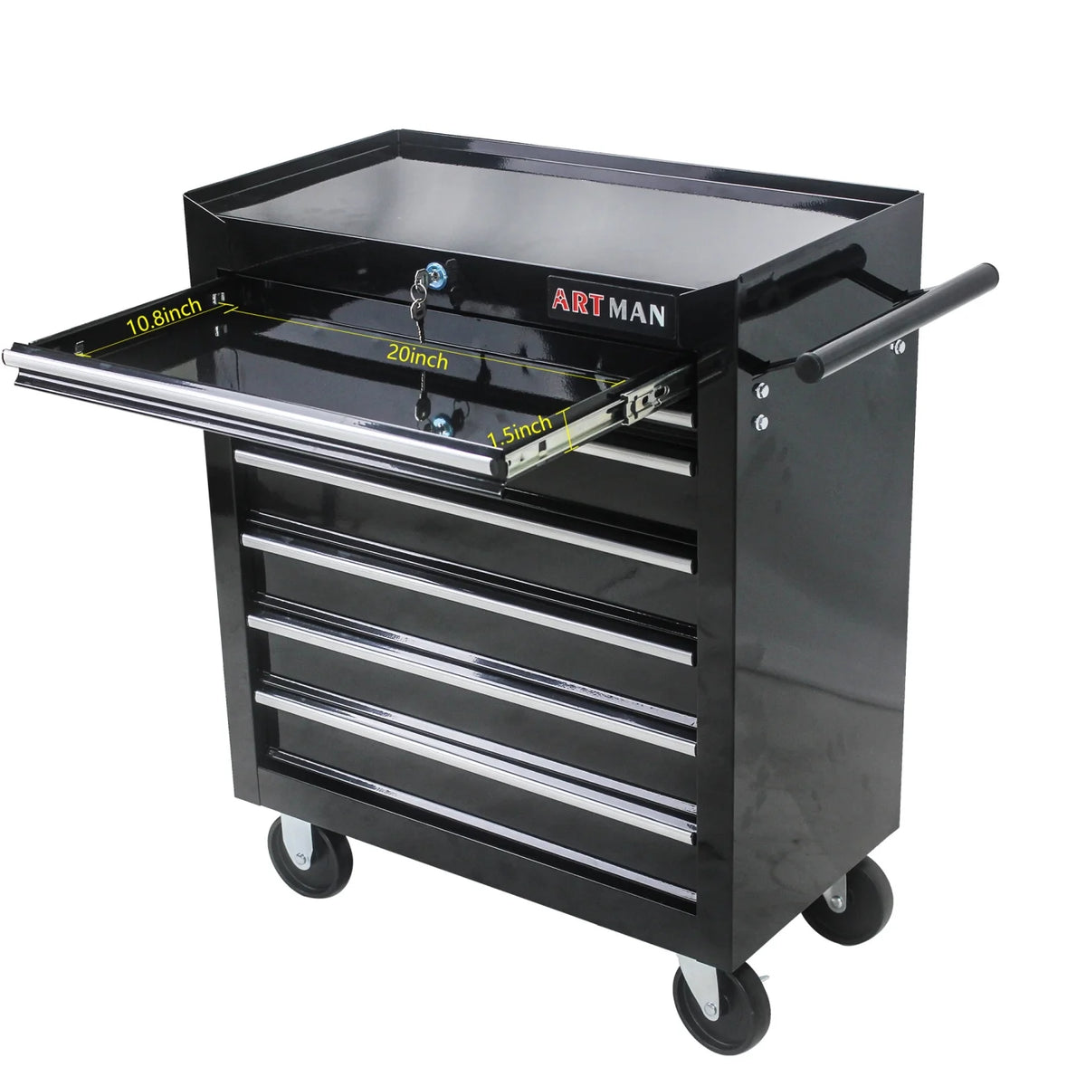 7-Drawer Rolling Tool Chest, Metal Tool Storage Organizer Cart with Locking System and Wheels, Multifunctional Mechanic Tool Cart for Garage, Warehouse, Workshop, Repair Shop, Red