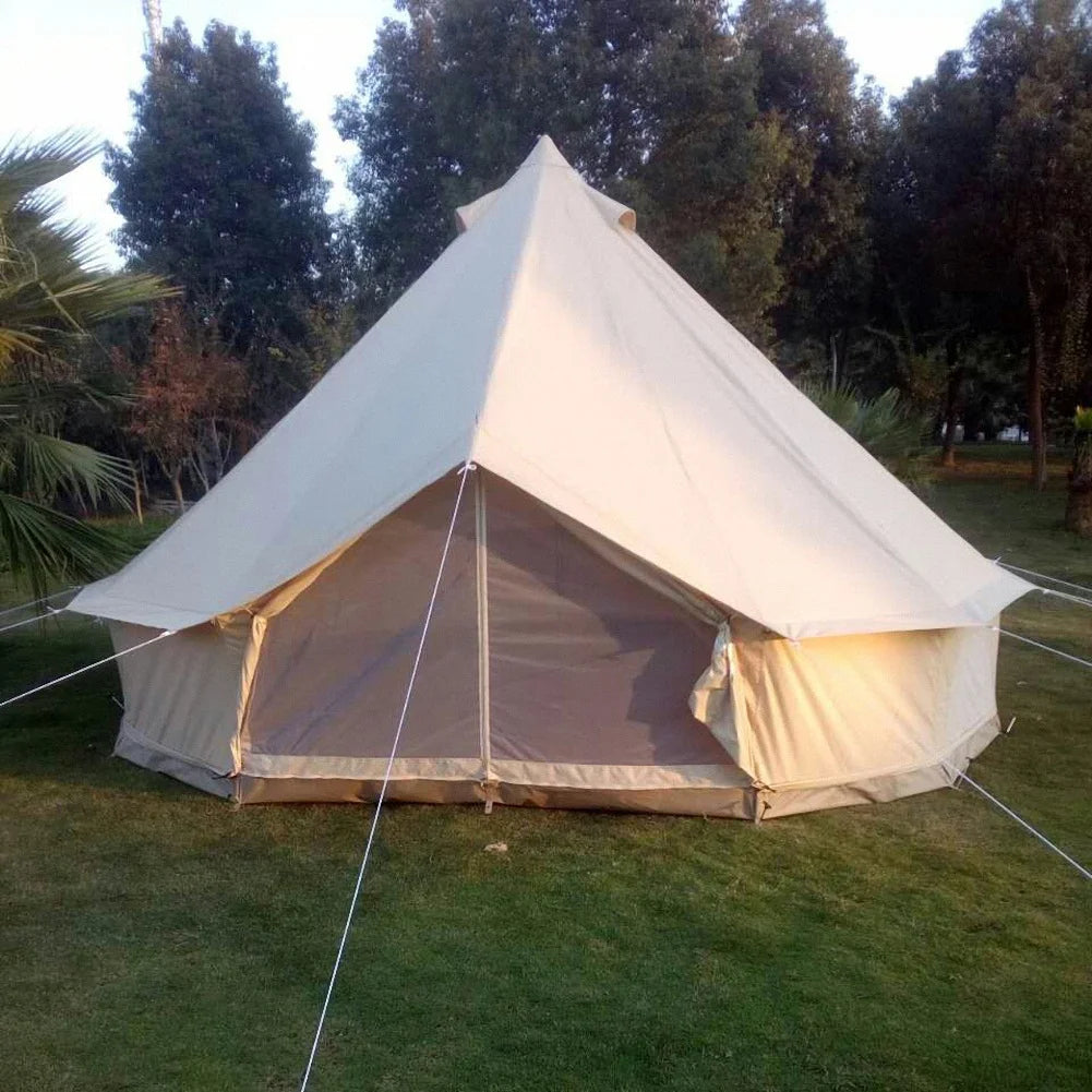 Outdoor Waterproof Family Camping Cotton Canvas Bell Tent Luxury Glamping Yurt Diameter 4M (13.1FT)
