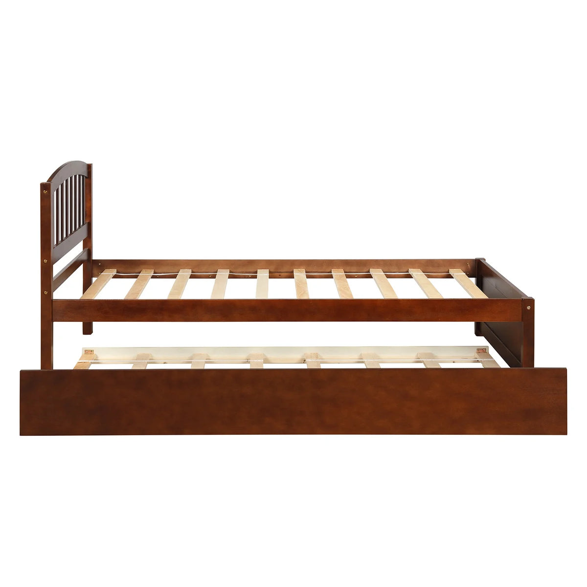 Aukfa Twin Platform Bed with Trundle - Trundle Bed with Headboard for Kids Teens - White