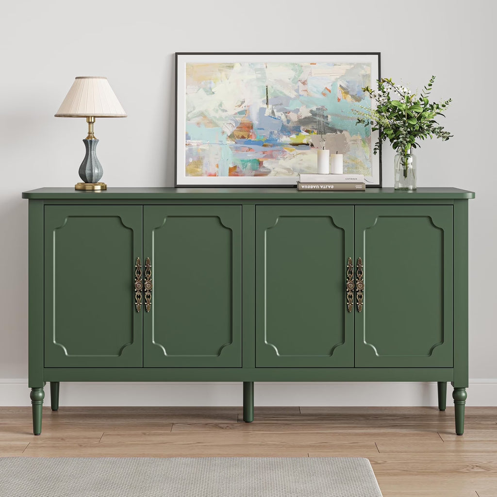 CozyHome Mid Century Modern Sideboard Buffet Cabinet with Storage, 58'' Console Cabinet, Green