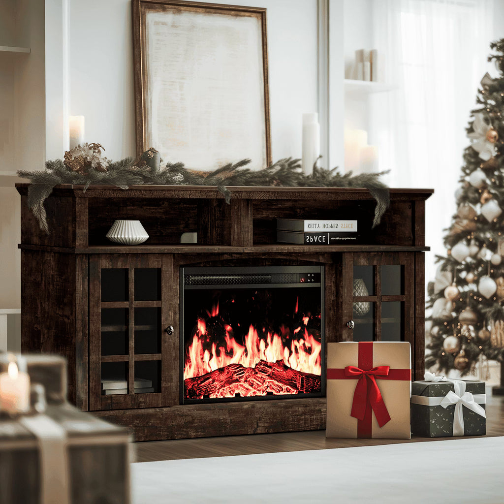 Electric Fireplace TV Stand for 75�� TVs Fireplace Entertainment Center TV Console Table with 23�� Fireplace, Holds up to 200 lbs