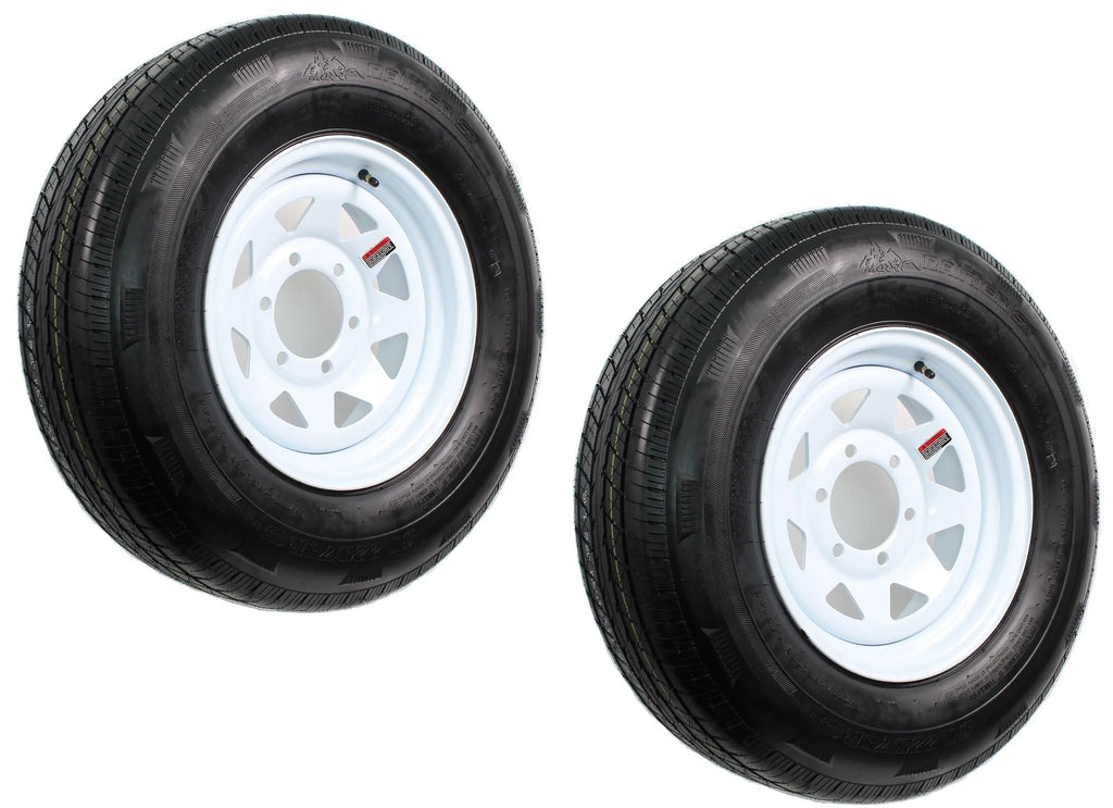 2-Pack Radial Trailer Tire On Rim ST225/75R15 15 in. LRD 6 Lug White Spoke Wheel
