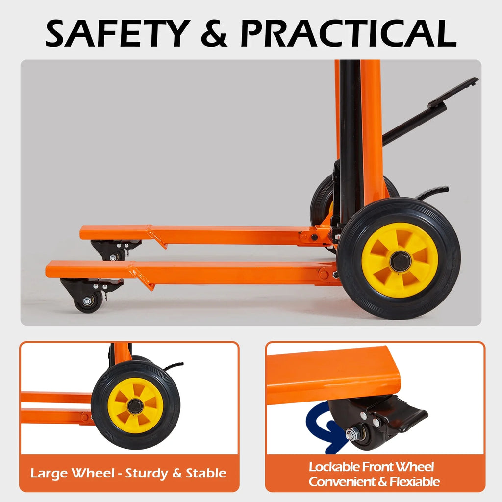AECOJOY Hydraulic Material Lift Pallet Truck 500 Lbs,Lift Table Cart,32" Max Lift Height Pallet Truck Jack with Lockable Swivel Casters �C Ideal for Warehouse, Workshop and Garage Use